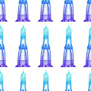 Dotwork Space Rocket Seamless Pattern Stock Illustration
