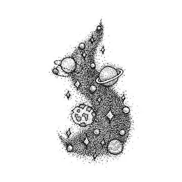 Dotwork Space Star Planet Stock Illustration