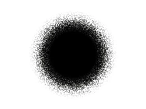 Dotwork stain circle grain noise spray dot abstract pattern black round vector Illustrazione stock