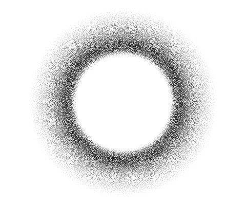 Dotwork stain pattern background. Black noise stipple dots. Dotted vector Illustrazione stock