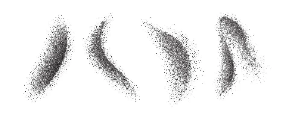 Dotwork stipple texture abstract shapes with black grain texture. stipple brush Stock Illustration