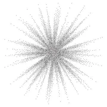 Dotwork Sunburst Background Vector. Flare With Rays. Black Dots. Dynamic Part Stock Illustration