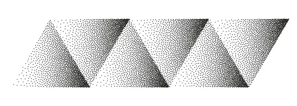 Dotwork triangle pattern frame shape. Halftone triangle abstract black Stock Illustration
