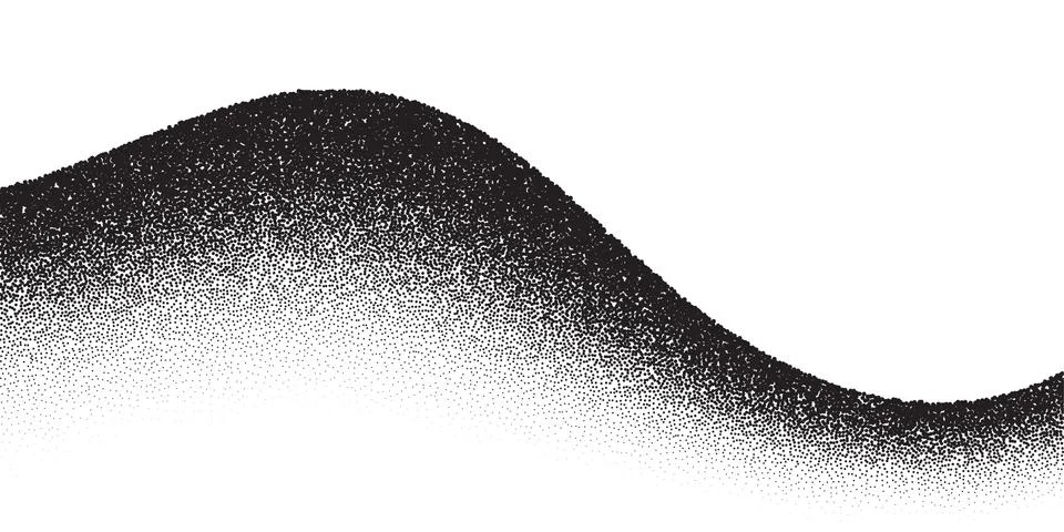 Dotwork wave pattern background. Black noise stipple dots. Dotted vector Stock Illustration