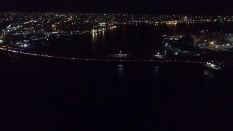 Douala bridge by night Stock Footage 80900344