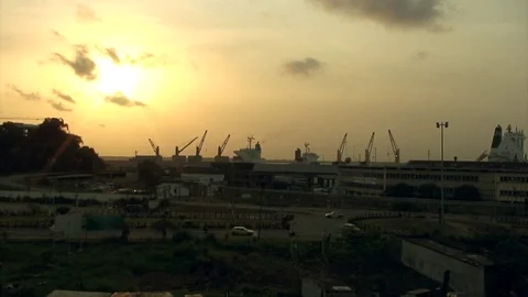 Douala's port by night Video stock 80839846