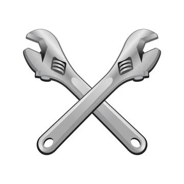 Double Adjustable Wrench Cross Vector Object Stock Illustration