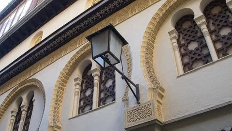 Double arched window in a typical Granada building Stock Photos