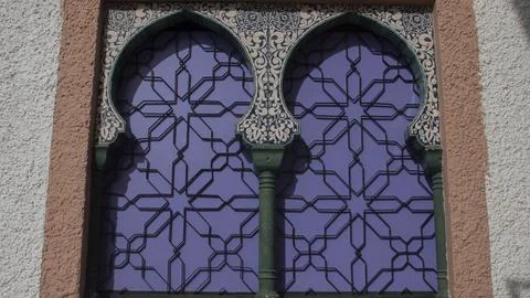 Double arched window in a typical Granada building Stock Photos