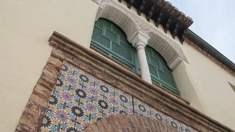Double arched window in a typical Granada building Stock Photos