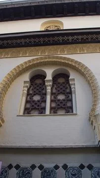 Double arched window in a typical Granada building Stock Photos