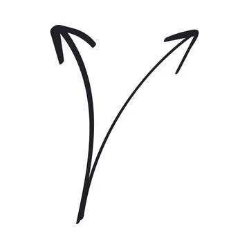 Double Arrow Doodle. Hand drawn outline Lines with left and right arrowheads Stock Illustration