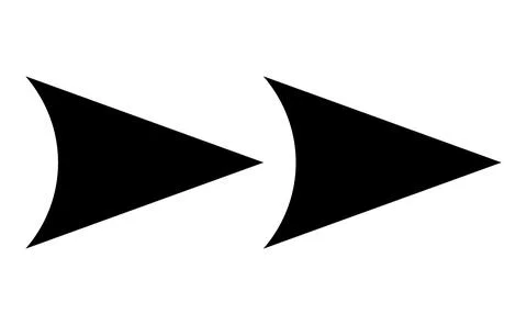 Double arrow fast forward symbol, Black chevron direction icon, Twin arrowhea 스톡 일러스트