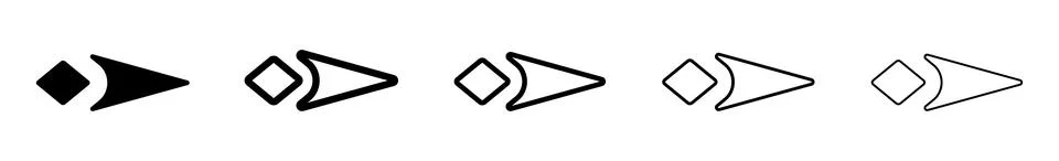 Double arrow flat graphic vector icons set. Stock Illustration