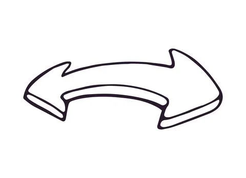 Double Arrow Hand Drawn Doodle Outline Isolated on White Background Stockillustratie