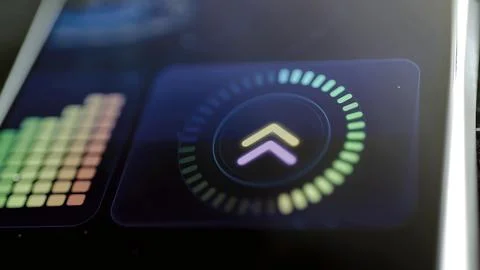 Double arrow inside segmented boost dial Stock Photos