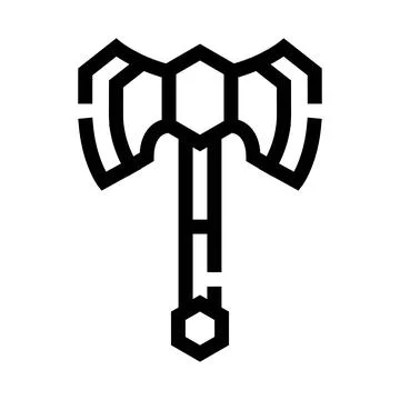 Double axe medieval weapon geometric line art icon Illustrazione stock