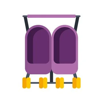 Double baby stroller icon representing parenting Stock Illustration