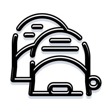 Double backpacks line art icon with drop shadow Stock Illustration