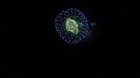 Double ball and ring shape fireworks Stock Footage 53004863