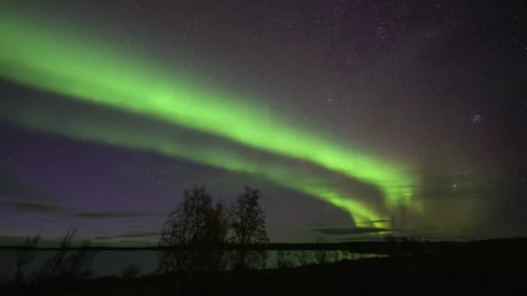 Double bands of Northern lights Stock Footage 250286419