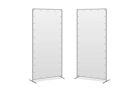 Double Banner Stand Wall on White Background Vector Illustration. Illustrazione stock