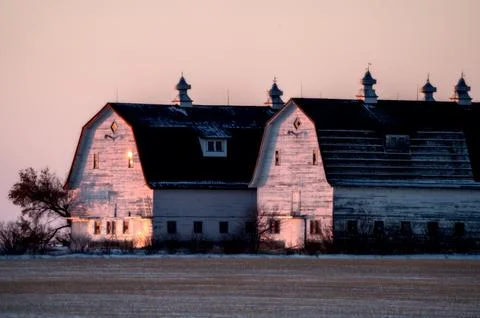 Double barn Saskatchewan 写真素材
