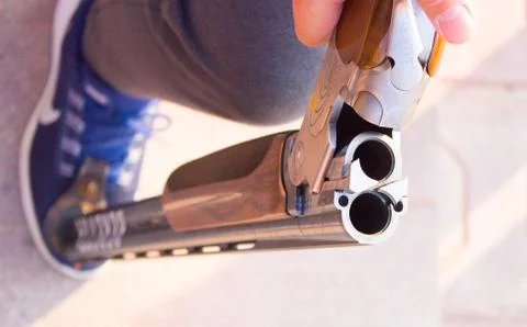 Double-barrel rifle Foto stock