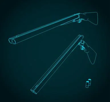 Double barrel shotgun Illustrazione stock