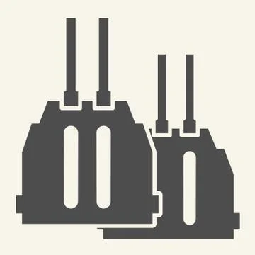 Double barreled gun solid icon. Ammunition vector illustration isolated on white Stock Illustration