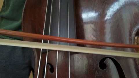 Double bass bow stroking Stock Footage 134839898