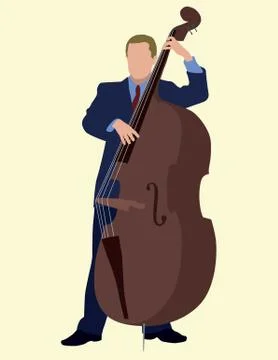 Double Bass Player Stock Illustration