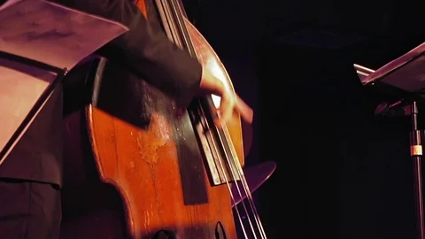 Double bass player on the stage Stock Footage 73716895