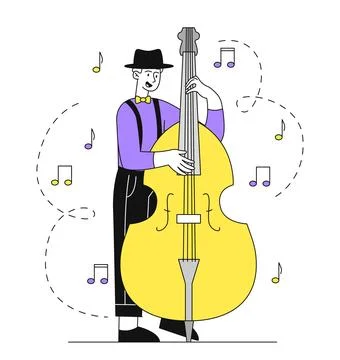 Double bass player vector simple Stock Illustration