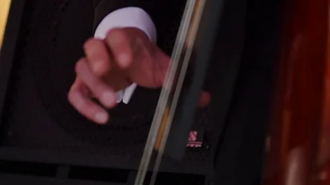 Double bass playing someone close-up Stock Footage 71918728