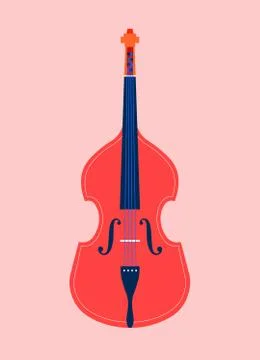 Double bass. String instruments of classical and jazz music. Orchestra. Ilustración de archivo