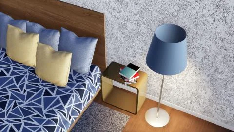 Double bed and floor lamp modern bedroom interior Stock Illustration