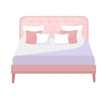Double bed for the bedroom. Isolated object. Cartoon style. Vector illustration. Illustrazione stock