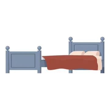 Double bed with blanket and pillows, furniture providing comfortable sleeping Stock Illustration
