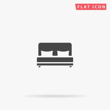 Double Bed flat vector icon Stock Illustration