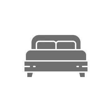 Double bed grey icon. Isolated on white background 스톡 일러스트