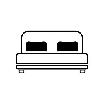 Double bed icon concept. Double bed flat vector symbol Stock Illustration