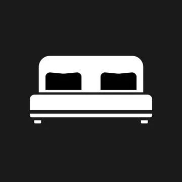 Double bed icon concept. Double bed flat vector symbol. Isolated on black b.. Stock Illustration