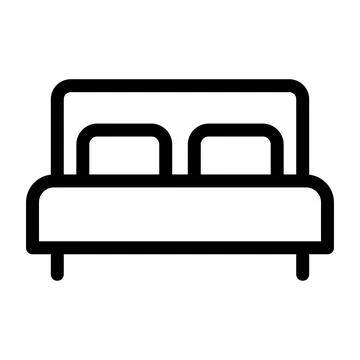 Double Bed Icon for Hotel Booking and Bedroom Interior Design UI Stock Illustration