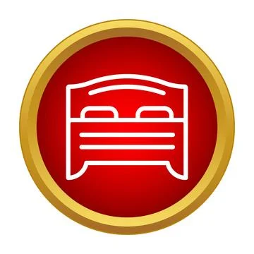 Double bed icon in red circle for hospitality Stock Illustration