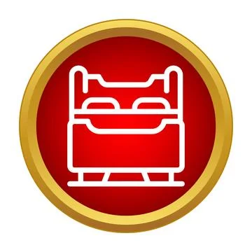 Double bed icon in red golden circle イラスト素材