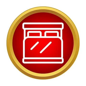 Double bed icon representing hotel room lodging service Stock Illustration