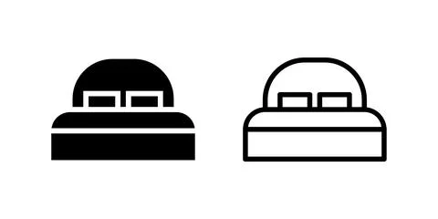 A double bed icon, versatile for indicating hotel rooms, accommodation, bed.. Stock Illustration
