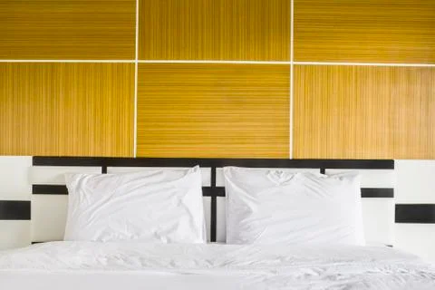 Double bed in the interior. Stock Photos