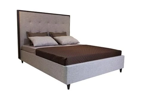Double bed  isolated over white. Stock Photos